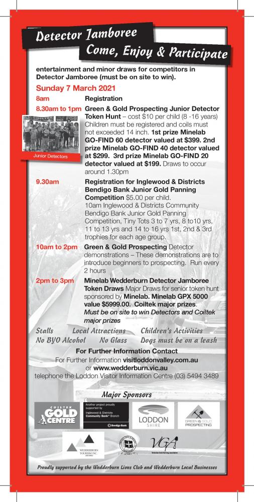 Page 1 Wedderburn Detector Jamboree 2021 Flyer.